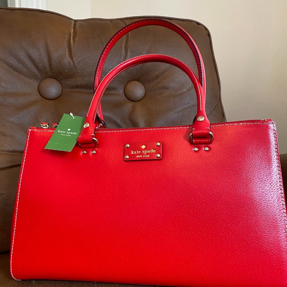 NWT Authentic Kate Spade Lipstick Red Leather Handbag